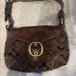 Coach Dark Brown Signature Shoulder Bag